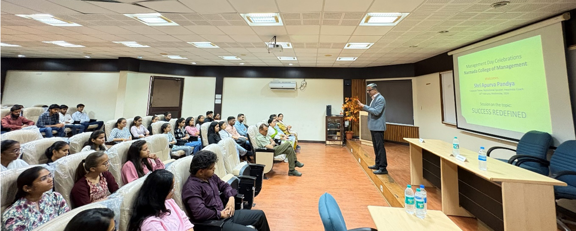 Management Week Celebrations at Narmada College of Management: Guest Lecture on “Success Redefined”
